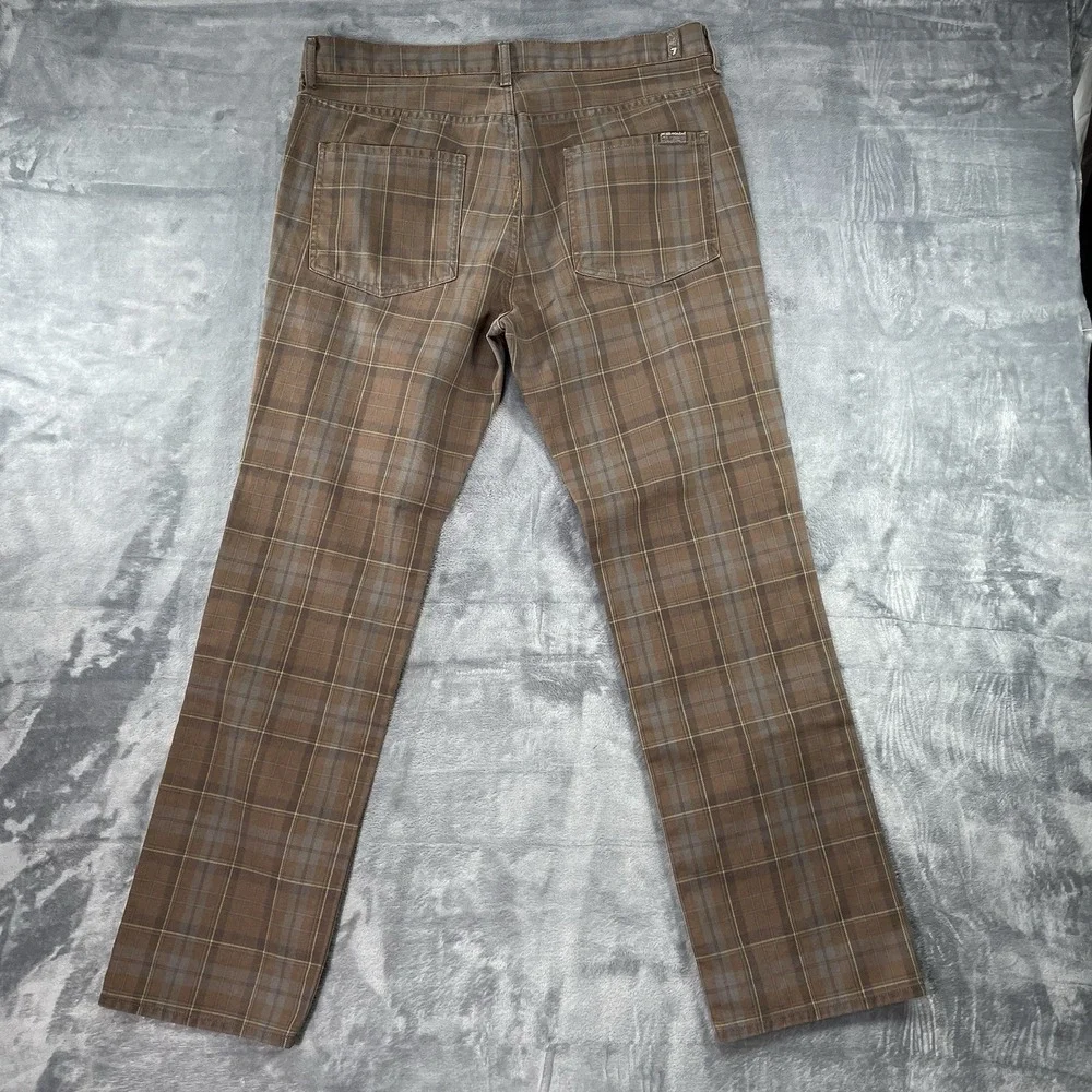 7 For All Mankind Mens 36x32 Dylan Straight Leg Jeans Plaid Denim Pants USA Made